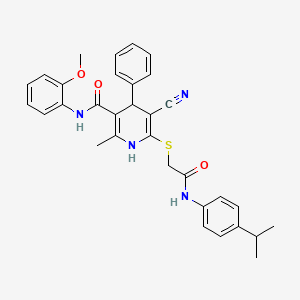 5-cyano-N-(2-methoxyphenyl)-2-methyl-6-[(2-oxo-2-{[4-(propan-2-yl)phenyl]amino}ethyl)sulfanyl]-4-phenyl-1,4-dihydropyridine-3-carboxamide