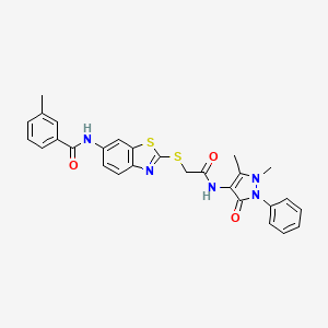 N-[2-({2-[(1,5-dimethyl-3-oxo-2-phenyl-2,3-dihydro-1H-pyrazol-4-yl)amino]-2-oxoethyl}sulfanyl)-1,3-benzothiazol-6-yl]-3-methylbenzamide