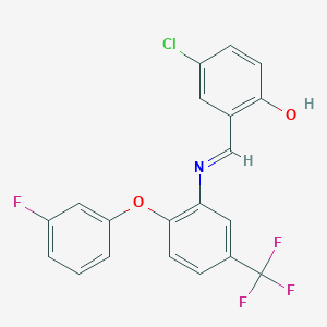 4-chloro-2-[(E)-{[2-(3-fluorophenoxy)-5-(trifluoromethyl)phenyl]imino}methyl]phenol