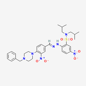 2-{(2E)-2-[4-(4-benzylpiperazin-1-yl)-3-nitrobenzylidene]hydrazinyl}-N,N-bis(2-methylpropyl)-5-nitrobenzenesulfonamide