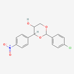 molecular formula C16H14ClNO5 B11520584 2-(4-Chlorophenyl)-4-(4-nitrophenyl)-1,3-dioxan-5-ol 