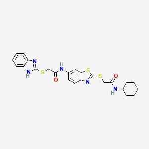 2-(1H-benzimidazol-2-ylsulfanyl)-N-(2-{[2-(cyclohexylamino)-2-oxoethyl]sulfanyl}-1,3-benzothiazol-6-yl)acetamide