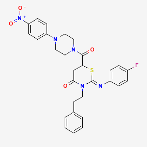 (2Z)-2-[(4-fluorophenyl)imino]-6-{[4-(4-nitrophenyl)piperazin-1-yl]carbonyl}-3-(2-phenylethyl)-1,3-thiazinan-4-one