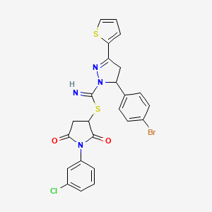 1-(3-chlorophenyl)-2,5-dioxopyrrolidin-3-yl 5-(4-bromophenyl)-3-(thiophen-2-yl)-4,5-dihydro-1H-pyrazole-1-carbimidothioate