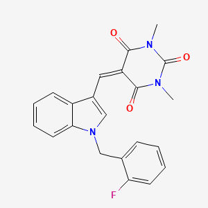 5-{[1-(2-fluorobenzyl)-1H-indol-3-yl]methylidene}-1,3-dimethylpyrimidine-2,4,6(1H,3H,5H)-trione