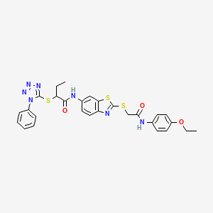 N-[2-({2-[(4-ethoxyphenyl)amino]-2-oxoethyl}sulfanyl)-1,3-benzothiazol-6-yl]-2-[(1-phenyl-1H-tetrazol-5-yl)sulfanyl]butanamide