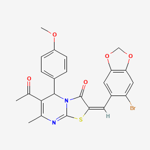 (2E)-6-acetyl-2-[(6-bromo-1,3-benzodioxol-5-yl)methylidene]-5-(4-methoxyphenyl)-7-methyl-5H-[1,3]thiazolo[3,2-a]pyrimidin-3(2H)-one