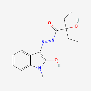 molecular formula C15H19N3O3 B11520838 Propan-1-one, 2-ethyl-2-hydroxy-1-(2-hydroxy-1-methyl-3-indolylazo)- 