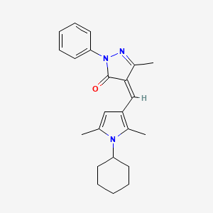 (4Z)-4-[(1-cyclohexyl-2,5-dimethyl-1H-pyrrol-3-yl)methylidene]-5-methyl-2-phenyl-2,4-dihydro-3H-pyrazol-3-one