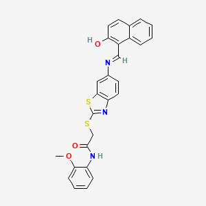 2-[(6-{[(E)-(2-hydroxynaphthalen-1-yl)methylidene]amino}-1,3-benzothiazol-2-yl)sulfanyl]-N-(2-methoxyphenyl)acetamide