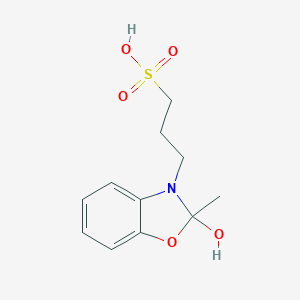 molecular formula C11H15NO5S B115209 2-Hydroxy-2-methyl-3(2H)-benzoxazolepropanesulfonic acid CAS No. 143413-71-2