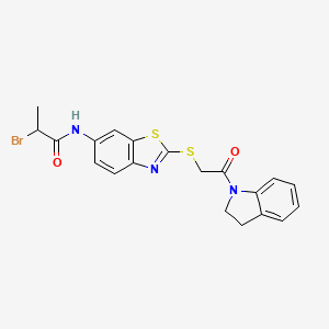 2-bromo-N-(2-{[2-(2,3-dihydro-1H-indol-1-yl)-2-oxoethyl]sulfanyl}-1,3-benzothiazol-6-yl)propanamide