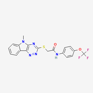 molecular formula C19H14F3N5O2S B11520918 2-({5-Methyl-5H-[1,2,4]triazino[5,6-B]indol-3-YL}sulfanyl)-N-[4-(trifluoromethoxy)phenyl]acetamide 