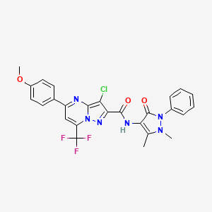 3-chloro-N-(1,5-dimethyl-3-oxo-2-phenyl-2,3-dihydro-1H-pyrazol-4-yl)-5-(4-methoxyphenyl)-7-(trifluoromethyl)pyrazolo[1,5-a]pyrimidine-2-carboxamide