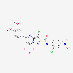 3-chloro-N-(2-chloro-4-nitrophenyl)-5-(3,4-dimethoxyphenyl)-7-(trifluoromethyl)pyrazolo[1,5-a]pyrimidine-2-carboxamide