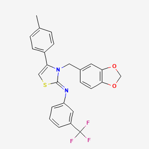 N-[(2Z)-3-(1,3-benzodioxol-5-ylmethyl)-4-(4-methylphenyl)-1,3-thiazol-2(3H)-ylidene]-3-(trifluoromethyl)aniline