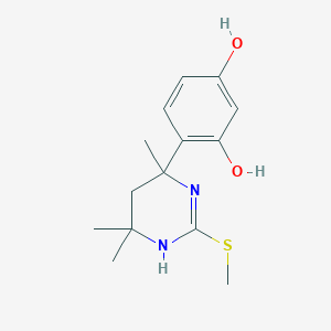 molecular formula C14H20N2O2S B11521004 4-[4,6,6-Trimethyl-2-(methylsulfanyl)-1,4,5,6-tetrahydropyrimidin-4-yl]benzene-1,3-diol 