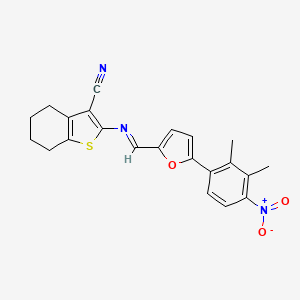 molecular formula C22H19N3O3S B11521017 2-({(E)-[5-(2,3-dimethyl-4-nitrophenyl)furan-2-yl]methylidene}amino)-4,5,6,7-tetrahydro-1-benzothiophene-3-carbonitrile 