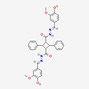 N'~1~,N'~3~-bis[(E)-(4-hydroxy-3-methoxyphenyl)methylidene]-2,4-diphenylcyclobutane-1,3-dicarbohydrazide