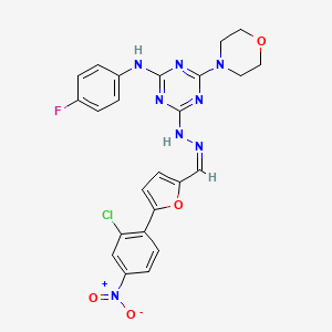 4-[(2Z)-2-{[5-(2-chloro-4-nitrophenyl)furan-2-yl]methylidene}hydrazinyl]-N-(4-fluorophenyl)-6-(morpholin-4-yl)-1,3,5-triazin-2-amine