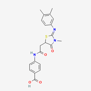 4-[({(2Z)-2-[(3,4-dimethylphenyl)imino]-3-methyl-4-oxo-1,3-thiazolidin-5-yl}acetyl)amino]benzoic acid