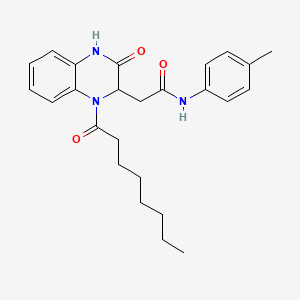 N-(4-methylphenyl)-2-(1-octanoyl-3-oxo-1,2,3,4-tetrahydroquinoxalin-2-yl)acetamide