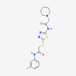 N-(5-{[2-oxo-2-(3-toluidino)ethyl]sulfanyl}-1,3,4-thiadiazol-2-yl)-2-(1-piperidinyl)acetamide