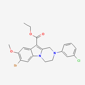 Ethyl 7-bromo-2-(3-chlorophenyl)-8-methoxy-1,2,3,4-tetrahydropyrazino[1,2-a]indole-10-carboxylate