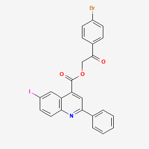 molecular formula C24H15BrINO3 B11521126 2-(4-Bromophenyl)-2-oxoethyl 6-iodo-2-phenylquinoline-4-carboxylate 