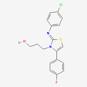 molecular formula C18H16ClFN2OS B11521143 3-[(2Z)-2-[(4-chlorophenyl)imino]-4-(4-fluorophenyl)-1,3-thiazol-3(2H)-yl]propan-1-ol 