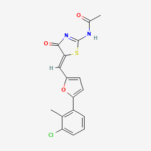 N-[(2E,5Z)-5-{[5-(3-chloro-2-methylphenyl)furan-2-yl]methylidene}-4-oxo-1,3-thiazolidin-2-ylidene]acetamide