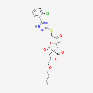 molecular formula C23H26ClN3O6S B11521192 8-(butoxymethyl)-3-({[5-(2-chlorophenyl)-4H-1,2,4-triazol-3-yl]sulfanyl}acetyl)-3-methyl-2,7-dioxaspiro[4.4]nonane-1,6-dione 