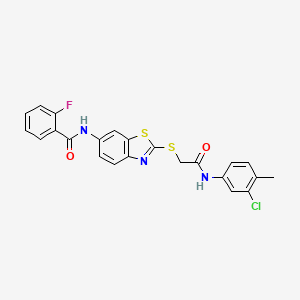 N-[2-({2-[(3-chloro-4-methylphenyl)amino]-2-oxoethyl}sulfanyl)-1,3-benzothiazol-6-yl]-2-fluorobenzamide