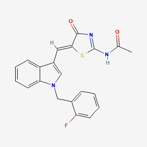 N-[(2E,5Z)-5-{[1-(2-fluorobenzyl)-1H-indol-3-yl]methylidene}-4-oxo-1,3-thiazolidin-2-ylidene]acetamide