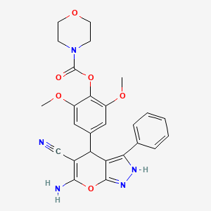 4-(6-Amino-5-cyano-3-phenyl-1,4-dihydropyrano[2,3-c]pyrazol-4-yl)-2,6-dimethoxyphenyl morpholine-4-carboxylate