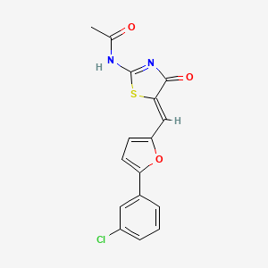 N-[(2E,5Z)-5-{[5-(3-chlorophenyl)furan-2-yl]methylidene}-4-oxo-1,3-thiazolidin-2-ylidene]acetamide