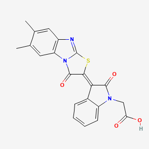 [(3Z)-3-(6,7-dimethyl-3-oxo[1,3]thiazolo[3,2-a]benzimidazol-2(3H)-ylidene)-2-oxo-2,3-dihydro-1H-indol-1-yl]acetic acid