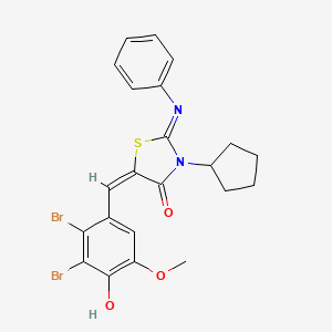 (2E,5E)-3-cyclopentyl-5-(2,3-dibromo-4-hydroxy-5-methoxybenzylidene)-2-(phenylimino)-1,3-thiazolidin-4-one