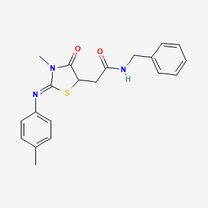 N-benzyl-2-{(2Z)-3-methyl-2-[(4-methylphenyl)imino]-4-oxo-1,3-thiazolidin-5-yl}acetamide