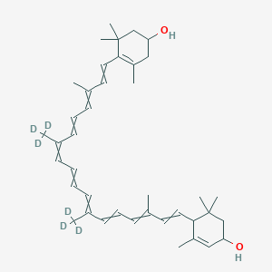 molecular formula C₄₀H₅₀D₆O₂ B1152131 4-[18-(4-Hydroxy-2,6,6-trimethylcyclohex-2-en-1-yl)-3,16-dimethyl-7,12-bis(trideuteriomethyl)octadeca-1,3,5,7,9,11,13,15,17-nonaenyl]-3,5,5-trimethylcyclohex-3-en-1-ol 
