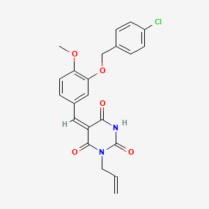 (5E)-5-{3-[(4-chlorobenzyl)oxy]-4-methoxybenzylidene}-1-(prop-2-en-1-yl)pyrimidine-2,4,6(1H,3H,5H)-trione