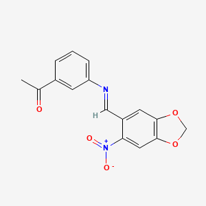 1-(3-{[(E)-(6-nitro-1,3-benzodioxol-5-yl)methylidene]amino}phenyl)ethanone