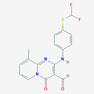 molecular formula C17H13F2N3O2S B11521358 2-({4-[(difluoromethyl)sulfanyl]phenyl}amino)-9-methyl-4-oxo-4H-pyrido[1,2-a]pyrimidine-3-carbaldehyde 