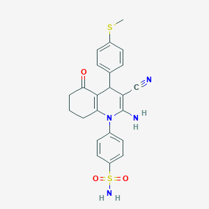 molecular formula C23H22N4O3S2 B11521363 4-(2-Amino-3-cyano-4-[4-(methylsulfanyl)phenyl]-5-oxo-5,6,7,8-tetrahydro-1(4H)-quinolinyl)benzenesulfonamide 