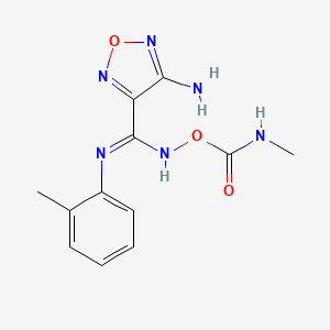 molecular formula C12H14N6O3 B11521388 4-amino-N'-[(methylcarbamoyl)oxy]-N-(2-methylphenyl)-1,2,5-oxadiazole-3-carboximidamide 