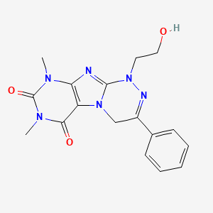 molecular formula C17H18N6O3 B11521406 1-(2-hydroxyethyl)-7,9-dimethyl-3-phenyl-1,4-dihydro[1,2,4]triazino[3,4-f]purine-6,8(7H,9H)-dione 