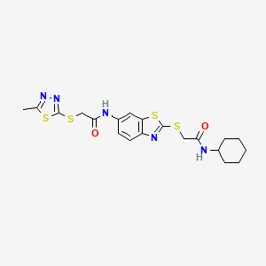 N-(2-{[2-(cyclohexylamino)-2-oxoethyl]sulfanyl}-1,3-benzothiazol-6-yl)-2-[(5-methyl-1,3,4-thiadiazol-2-yl)sulfanyl]acetamide