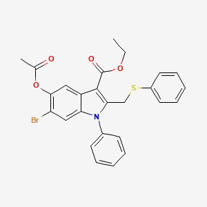 ethyl 5-(acetyloxy)-6-bromo-1-phenyl-2-[(phenylsulfanyl)methyl]-1H-indole-3-carboxylate