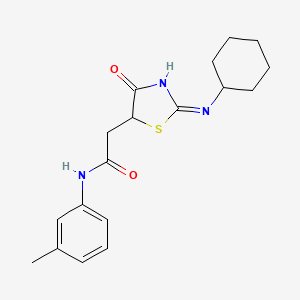 2-[(2E)-2-(cyclohexylimino)-4-oxo-1,3-thiazolidin-5-yl]-N-(3-methylphenyl)acetamide