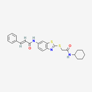 (2E)-N-(2-{[2-(cyclohexylamino)-2-oxoethyl]sulfanyl}-1,3-benzothiazol-6-yl)-3-phenylprop-2-enamide